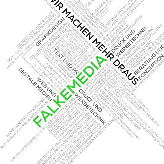 Eine Tagcloud über die Leistungen von FALKEmedia