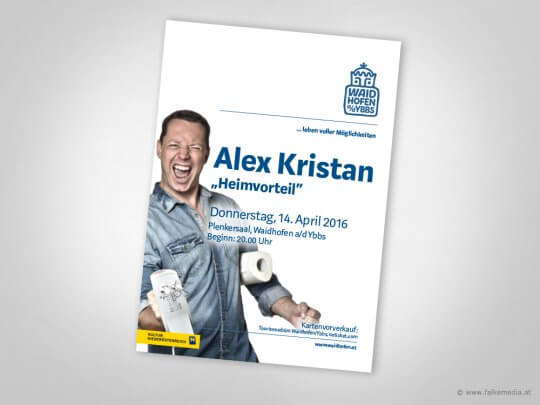 Plakat für die Veranstaltung Alex Kristan "Heimvorteil"