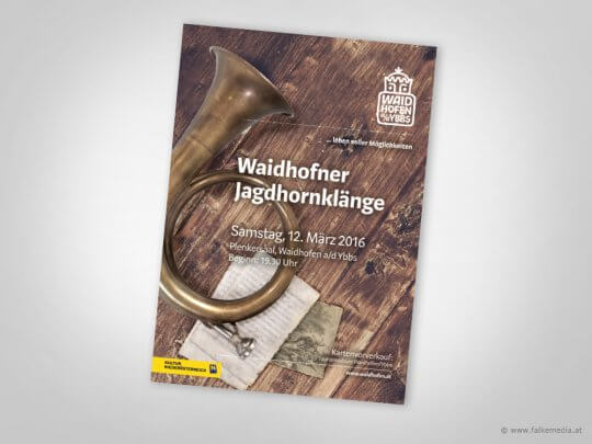Plakat für die Veranstaltung Waidhofner Jagdhornklänge