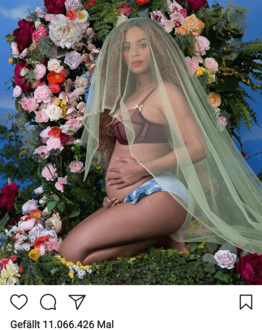 Ein Instagram-Post von Beyoncé mit Babybauch.
