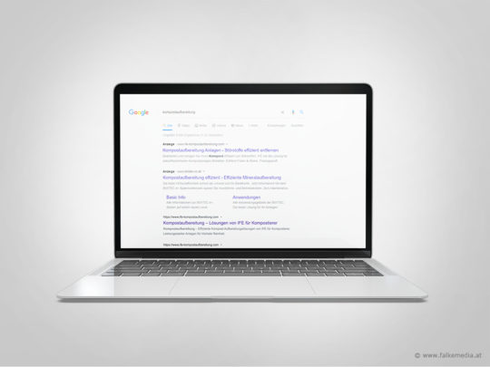 Wenn potenzielle Kunden nach Kompostaufbereitungslösungen suchen, erscheinen diese Anzeigen in der Google Suche